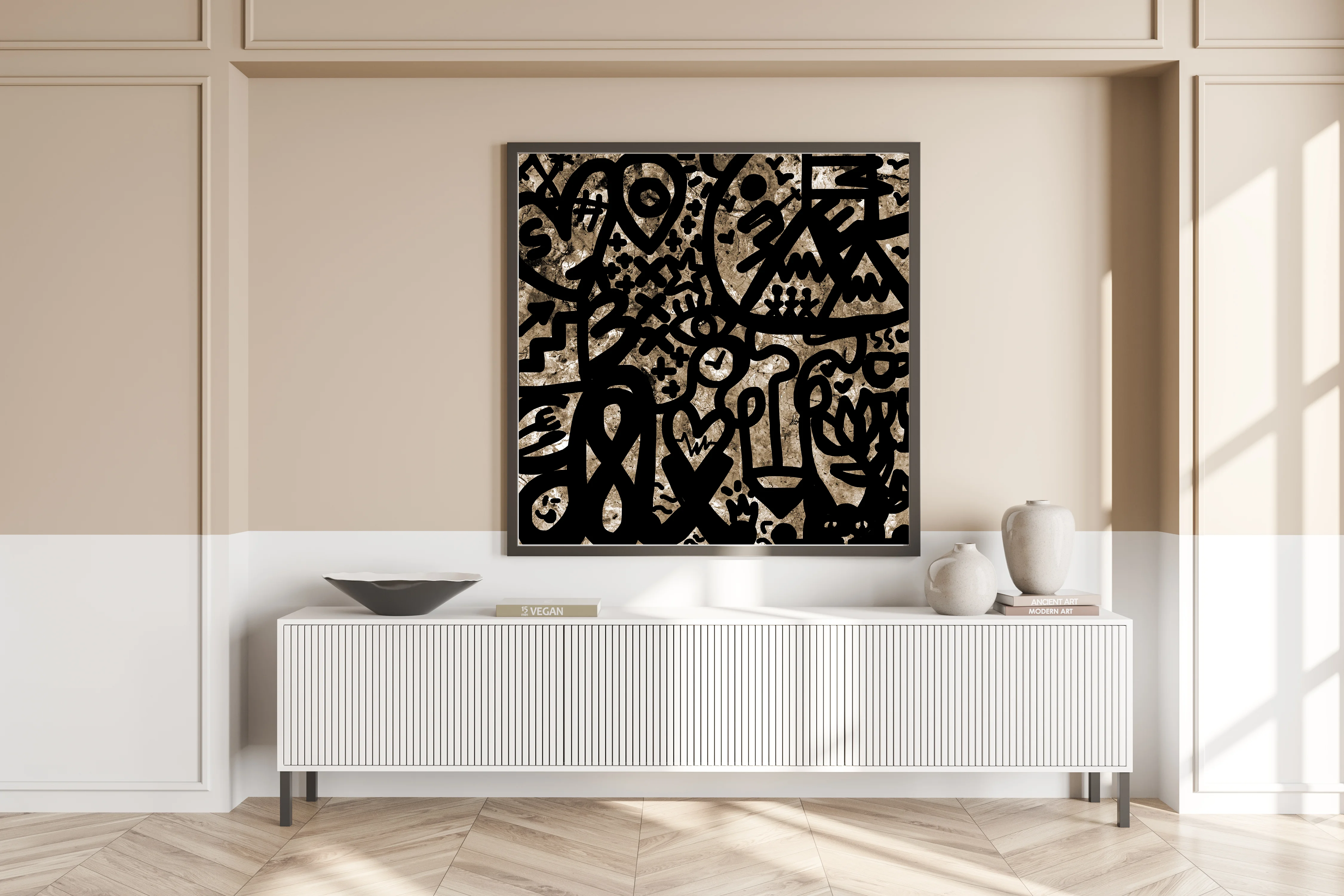 beige- zwart tekenen