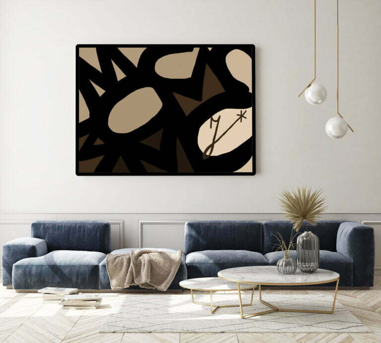 mock up poster frame in modern interior background, living room,